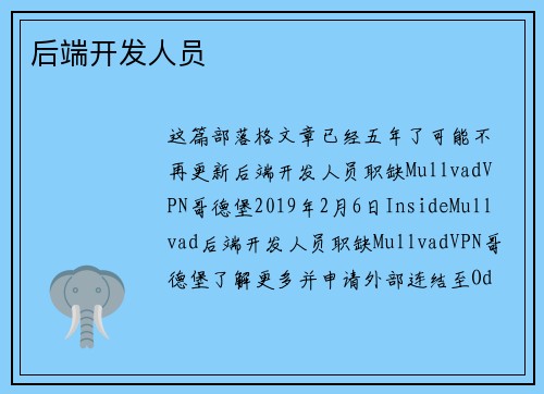 后端开发人员 